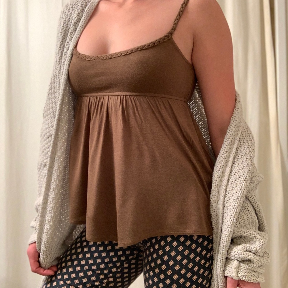 J. Crew Brown Braided Spaghetti Strap Top